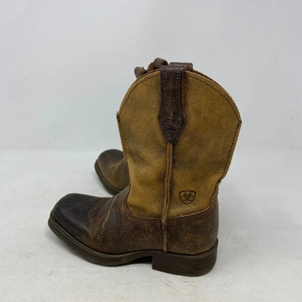 Ariat Kids Brown Leather Square Toe Western Cowboy Boots 10007602 Size 8.5